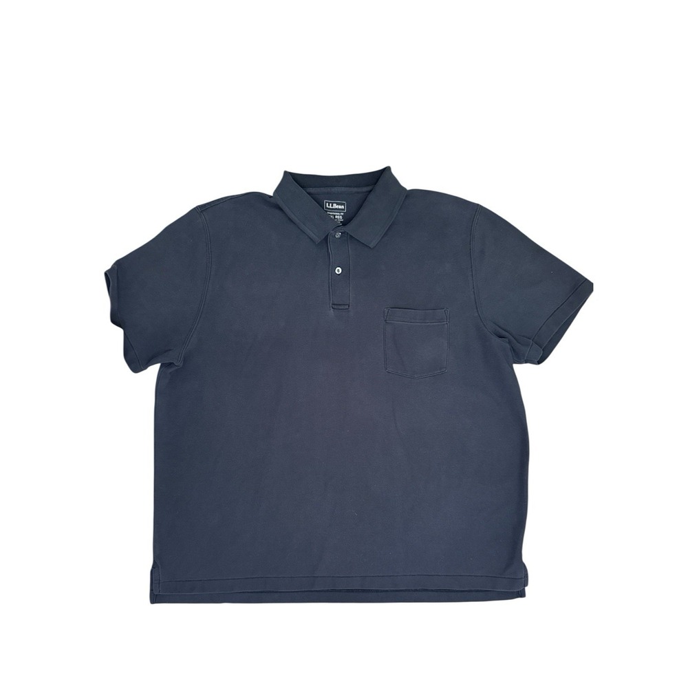 L.L‎ Bean Traditional Fit Polo Shirt Black Chest Pocket Short Sleeve Cotton XXL